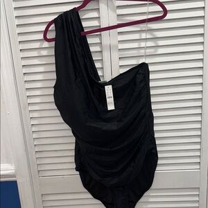 J. Crew Black One-Shoulder Swim One Piece